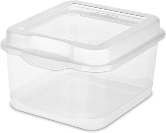 Sterilite 18038612 Small Flip Top Storage Box (24) | Bin with Hinged Lid, Stackable Multipurpose Organizer for Art & Craft Supplies, Accessories, Photos & CDs, Home or Office Use by Sterilite