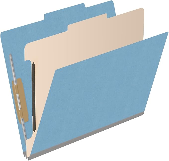 Heavy Duty End Tab Color Folders, 2/5 Cut ROC Top Tab, Letter Size, 1 Divider, Blue (Box of 10) - Image 2