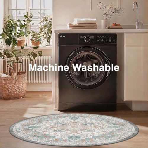 5FT Round Office Chair Mat for Hardwood Floor, Non-Slip Washable Cyan - Image 4