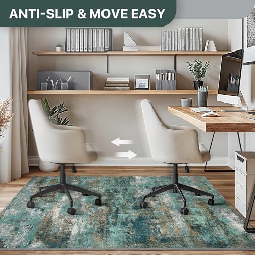 48"x60" Office Chair Mat for Hardwood Floor, Non-Slip Washable Teal Blue - Image 4