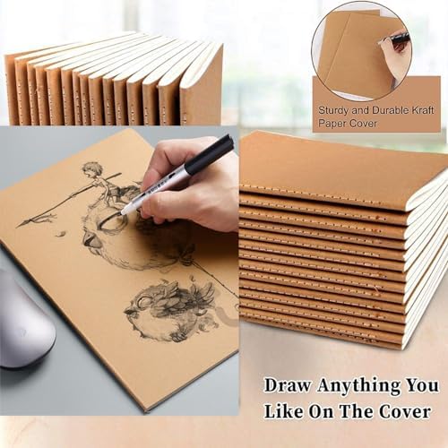 48 Pack A5 Lines Notebook Bulk Kraft Cover College Ruled, Lined Paper Travel Journals Composition Diary Subject Notebooks Planner, 60 Pages, 8.3”x 5.5” - Image 4