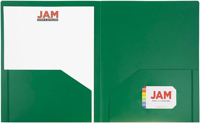 JAM PAPER Heavy Duty Plastic 2 Pocket Extra Tough School Folders - Green - 12/Pack - Image 5
