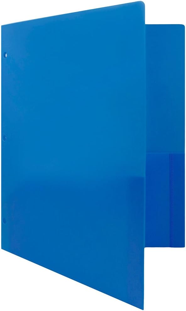 JAM PAPER Heavy Duty Plastic 3 Hole Punch School Folders with Pockets - Blue - 6/Pack - Image 5