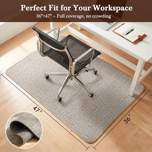 Aothia Textilene Chair Mat for Hardwood Floors - Heavy Duty Non-Slip Desk Floor Protector, Durable PVC & Polyester Blend, Easy to Clean, Ideal for Home Office (36"x47", Brown Beige) - Image 4