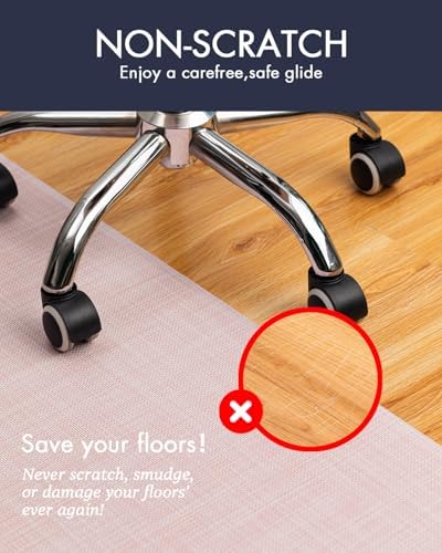 BARoyal Office Chair Mat for Hardwood Floor Under Desk Computer Rolling Chair Mat for Wood/Tile Floor Non-Slip Heavy Duty Desk Rug PVC Plastic Hard Floor Protector 48" x 60"(Blush) - Image 2