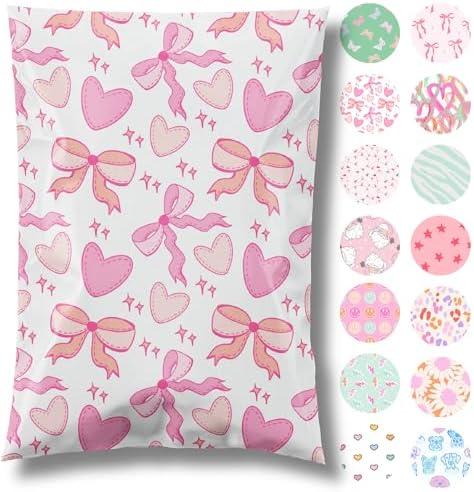 Pretty Package Store Poly Mailer 14.5x19, Coquette Bows Hearts, 100 Pack by PrettyPackageStore