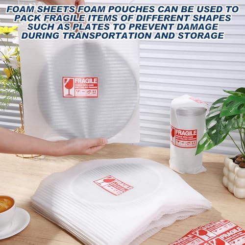 Berlune 400pcs Foam Sheets Foam Pouches Bulk for Packing Dishes Glasses, Packing Supplies for Cushioning Moving Supplies with Fragile Stickers Labels (7.5" X 7.5",7.5" X 12",12" X 12",12'' X 16'') - Image 6