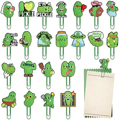 Paper Clips, 22pcs Pickle PaperClips Medium Colored Binder Clips Assorted Book Mark for Paperwork Office School Decorative by XHAOYEAHX