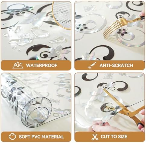 LovePads Floral Table Cover Protector 36 x 60 Inch, 1.5mm Thick Plastic Mat - Image 4