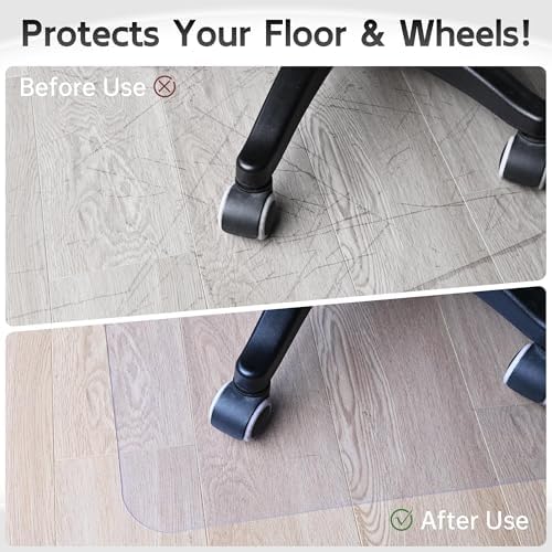 Office Chair Mat, 1/8" Thick 53" x 45" Crystal Clear Hard Floor Chair Mat, Transparent Floor Protector Mat Flat Without Curling - Image 3