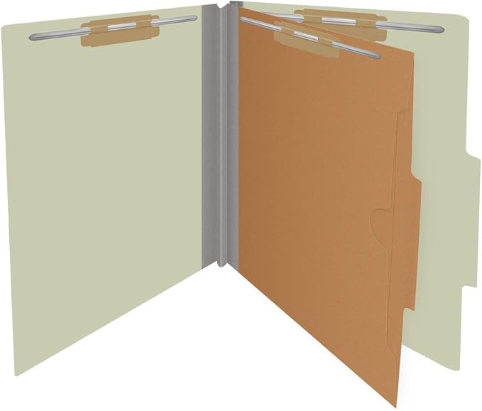 25 Pt. Pressboard Classification Folders, 2/5 Cut ROC Top Tab, Letter Size, 1 Pocket Divider, Light Green (Box of 10) - Image 3
