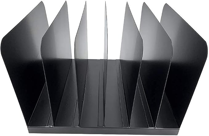 Huron Desktop File Binder Organizer Storage Vertical 6 Slot, Black Commercial Grade Steel - Image 3