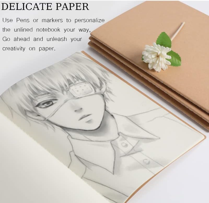 30 Pack A5 Blank Journal Notebook for Travelers, Student Gifts Office and School Supplies, Writing Journal Sketchbook Subject Notebooks Travel Journals Bulk, Kraft Paper, 80 Pages, 40 Sheets, 8.3x5.5 - Image 4