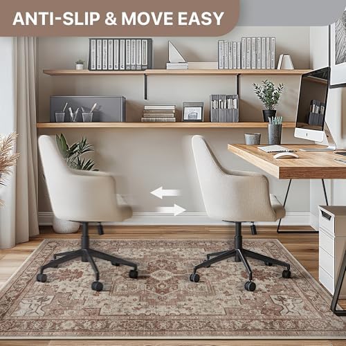 48"x60" Office Chair Mat for Hardwood Floor, Non-Slip Washable Brown Red - Image 5