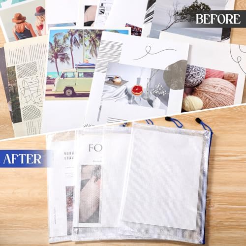 Zhehao 100 Pcs A4 Mesh Zipper Pouch Bag Bulk Blue Mesh Pouch with Zipper - Image 5