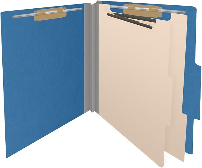25 Pt. Pressboard Classification Folders, 2/5 Cut ROC Top Tab, Letter Size, 2 Dividers, Royal Blue (Box of 10) - Image 4