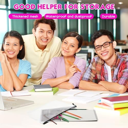 Zhehao 400 Pcs A6 Mesh Zipper Pouch Pencil Pouch with Zipper Waterproof Mesh Storage Bags Small Zipper File Bags for Classroom Organization School Office Supplies, 9.5 x 4.5 Inch (16 Assorted Colors) - Image 3