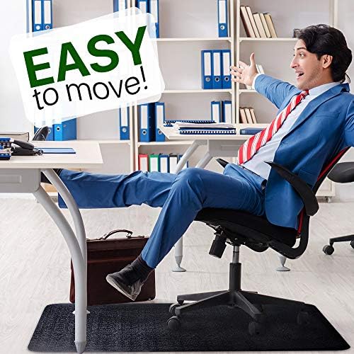 Office Chair Mat for Hardwood Floor: 53"x45" Large Black Rolling Chair Mat for Hard Wood and Tile Floor, Anti-Slip Heavy Duty Floor Protector Mat Under Computer Desk, Easy Glide Chair Mats for Home - Image 7