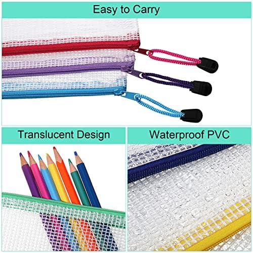 Mimorou 100 Pcs Mesh Pencil Pouch Bulk, Clear Organizer Bags,Fresh Color - Image 2