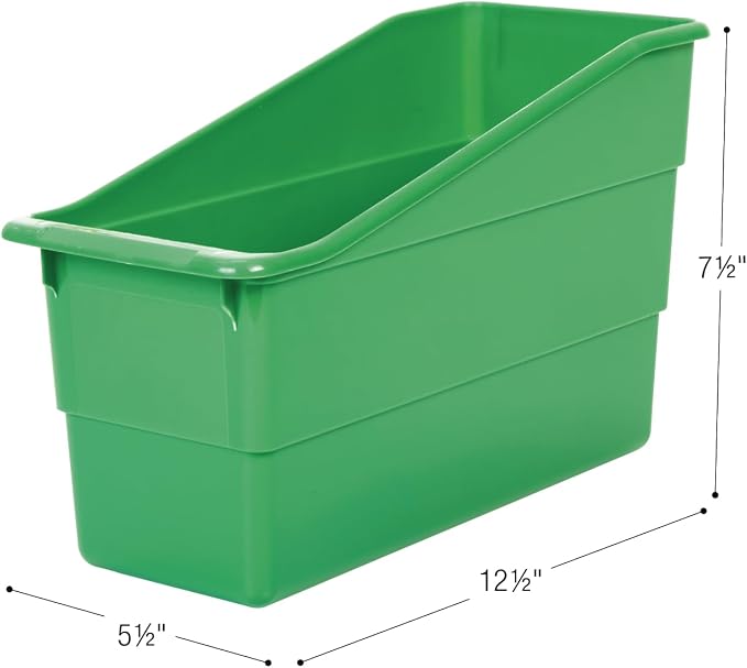 Really Good Stuff Durable Book & Binder Holders, 12-Pack, Green | 5.5" x 12.5" x 7.5", Classroom Organization, Storage Solution, Sturdy & Versatile - Image 3