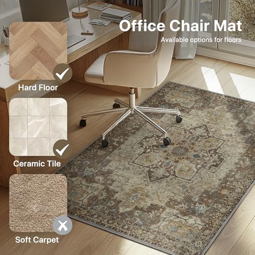 36"x48" Office Chair Mat for Hardwood Floor, Non-Slip Washable Brown - Image 3