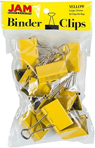 JAM PAPER Colorful Binder Clips - Large - 1 1/2 Inch (41 mm) - Yellow Binderclips - 12/Pack - Image 6