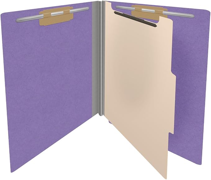 Ecom Folders Heavy Duty Top Tab Classification Folders | Letter Size 18 Pt Stock with 1 Divider | 2/5 Cut Right Position Tab for Medical, Legal and Office Documents | Purple, Box of 10 - Image 4