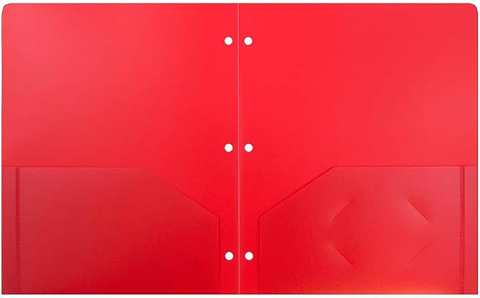 JAM PAPER Heavy Duty Plastic 3 Hole Punch Pocket Folders - Extra Tough School Folders - Red - 6/Pack - Image 6