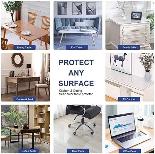 Large 34x96 Inch Clear PVC Table Protector Plastic Transparent Tablecloth Cover Mat Office Desktop Pad Mat for Conference Table Coffee Dining Tabletop Bar Countertop Cloth Protection Vinyl Decorative - Image 6