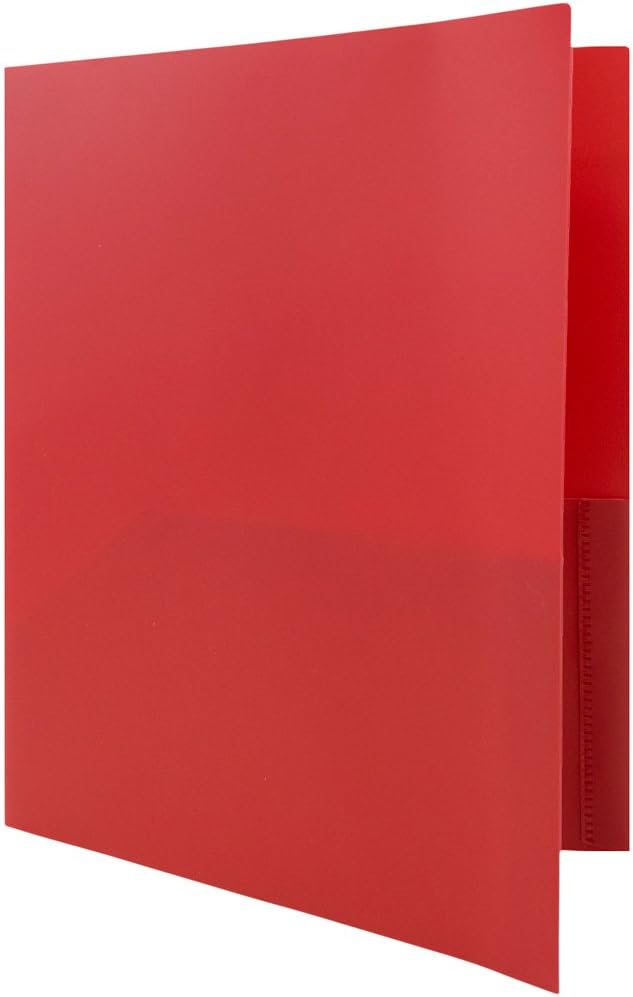 JAM PAPER Plastic Color POP Folders - 2 Pocket Durable Folders with Metal Prongs Fastener Clasps - Red - Bulk 96/Pack - Image 4