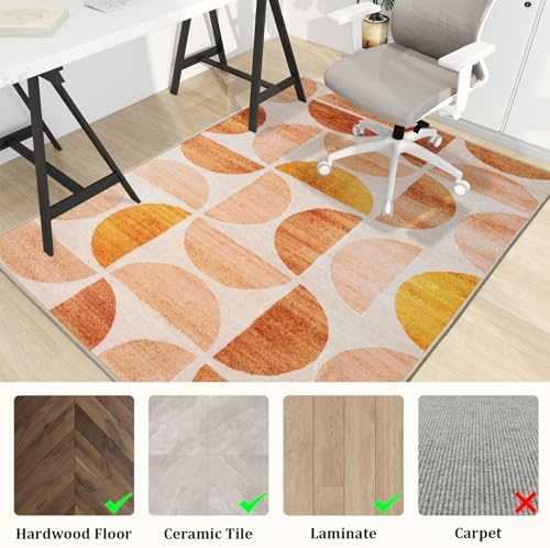 Office Chair Mat for Hardwood Floor, 60"x45" Easy Glide Computer Desk Mat Protector for Rolling Chair Under Desk Rug Nonslip Backing, Machine Wash, (Modern) - Image 3