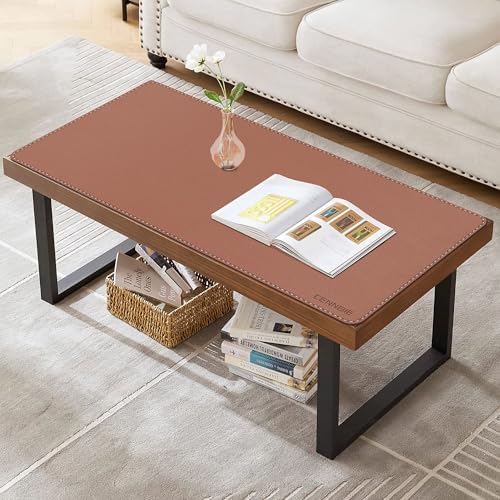 CENNBIE 35.5" x 16" Leather Desk Mat, Computer Mouse Pad for Office(Brown) - Image 3