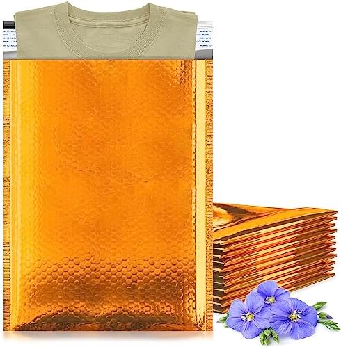 Metallic Bubble Mailers, Gold Glossy Padded Envelopes 7.25 x 11 Inches, Cushion Bubble Shipping Bags, Self Seal Mailing Envelopes, Pack of 300 by PUREVACY