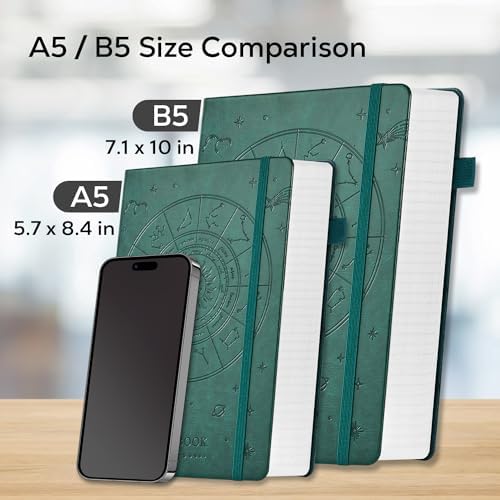 FOCUS DAY Hardcover Notebook Journal, B5 Lined Daily Journal College Ruled Notebook for Women Men, 320 Pages Large Writing Journal Notebook for School Work, Dark Green Leather Notebook, 7.1'' X 10'' - Image 5