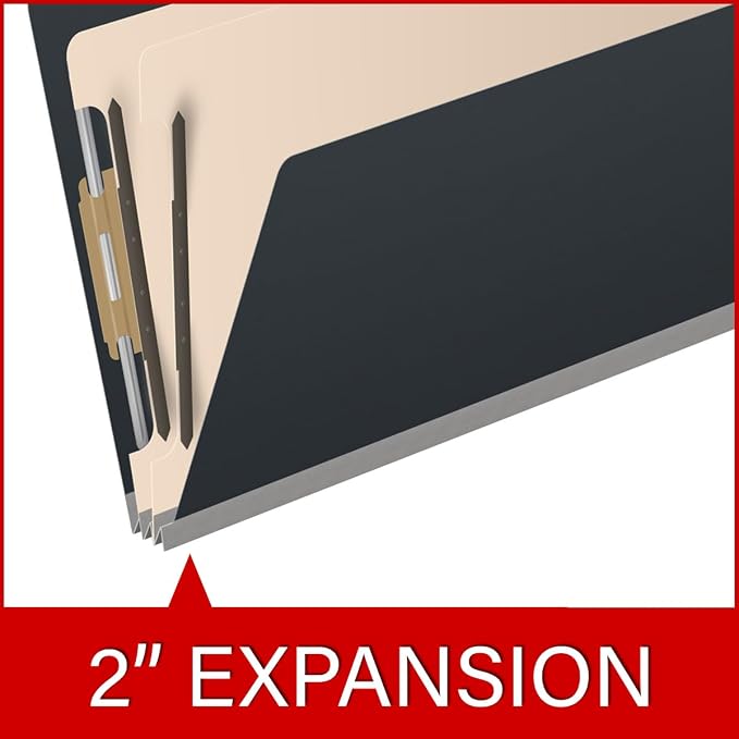 25 Pt. Pressboard Classification Folders, 2/5 Cut ROC Top Tab, Legal Size, 2 Dividers, Black (Box of 10) - Image 7