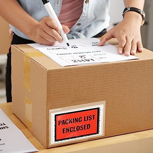 ABC Packing List Enclosed Pouches 5 x 9.5 Inch. 1000 Pack Clear, Red & Black 2 Mil Polyethylene Slip Envelope Pouches. Self Seal Packing List Envelopes. Packing List Invoice Enclosed Envelopes - Image 6