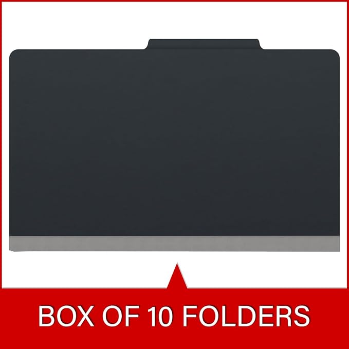 25 Pt. Pressboard Classification Folders, 2/5 Cut ROC Top Tab, Legal Size, 1 Divider, Black (Box of 10) - Image 6