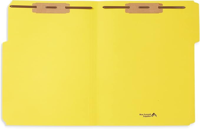 Blue Summit Supplies 50 Yellow Fastener File Folders, Letter, 2 Prong | Durable 11pt yellow paper, letter size, 1/3 cut reinforced tabs, bonded 2 prong fasteners, medical and office files - Image 2