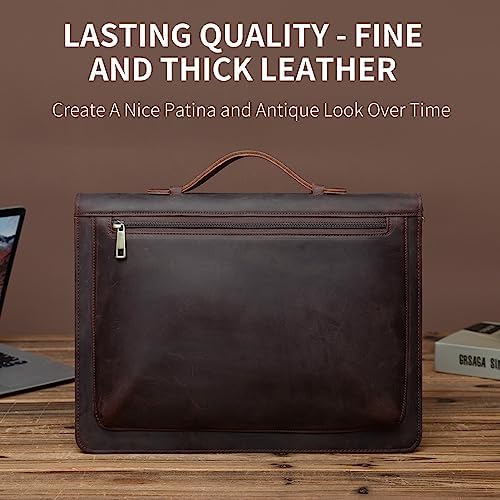 YIWEN Leather Portfolio with Handle, Zippered Front Pocket and Clip - Image 2
