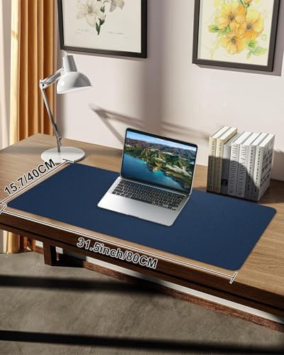 Leather Desk Protector, Non-Slip PU Laptop Mat for Office/Home - Waterproof Writing Pad (31.5"x15.7", Midnight Blue) - Image 7