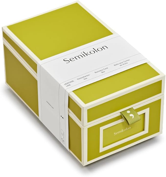Semikolon - Business Card Box with Alphabetical Tabs, Matcha by Semikolon