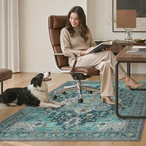 36"x48" Office Chair Mat for Hardwood Floor, Non-Slip Washable Turquoise - Image 7