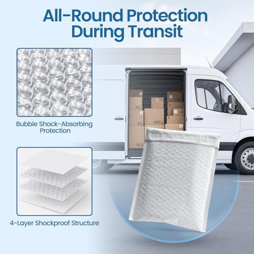 Metronic White Bubble Mailers 6x10 Inch 100 Pack Self-Seal Padded Envelopes - Image 5