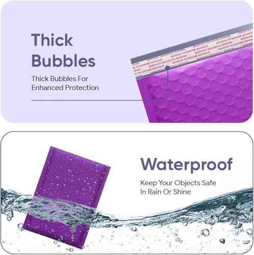 Purple Bubble Mailers 6x10, Poly Padded Envelopes #0, 500 Pack Bulk - Image 5