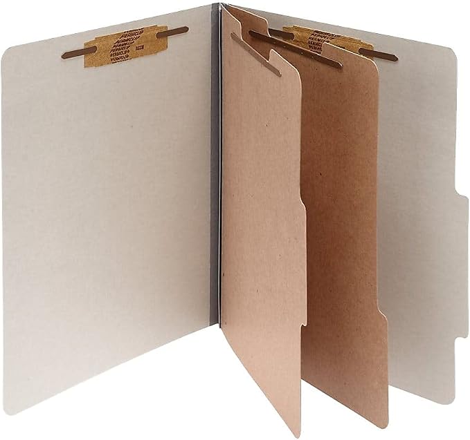 ACCO 15056 ACCO Pressboard 25-Point Classification Folders, Ltr, 6-Section, Mist GY, 10/Box - Image 2