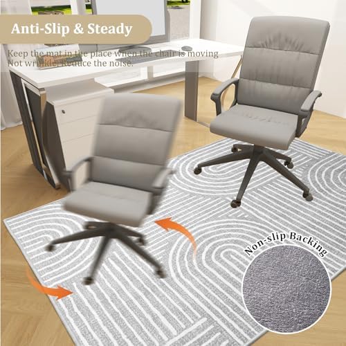 Office Chair Mat for Hardwood Floor, 72"x48" Easy Glide Computer Desk Mat Protector for Rolling Chair Under Desk Rug Nonslip Backing, Machine Wash, (Modern) - Image 5