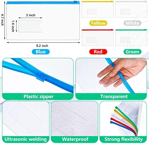 Zhehao 200 Pcs A6 Zipper Pouch Bulk, Clear Pencil Envelopes, Multicolor - Image 2