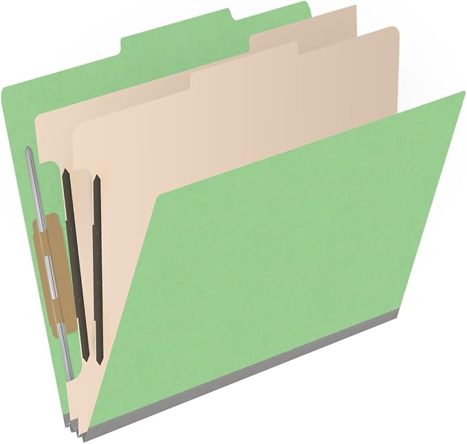 Heavy Duty End Tab Color Folders, 2/5 Cut ROC Top Tab, Letter Size, 2 Divider, Green (Box of 10) - Image 2