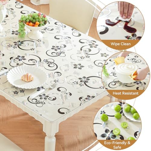 LovePads Floral Table Cover Protector 30 x 60 Inch, 1.5mm Thick Plastic Mat - Image 3