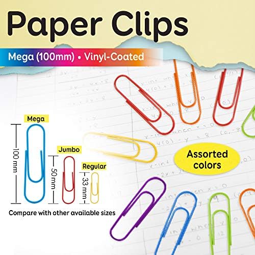 BAZIC Products Mega Paper Clips, Assorted Colors, 100 mm, 10 Ct, 2-Pack - Image 2